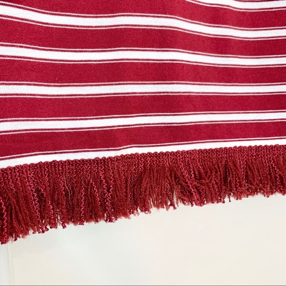 NWT Kate Spade Red White Stripe Fringe Knit Top - Picture 4 of 14